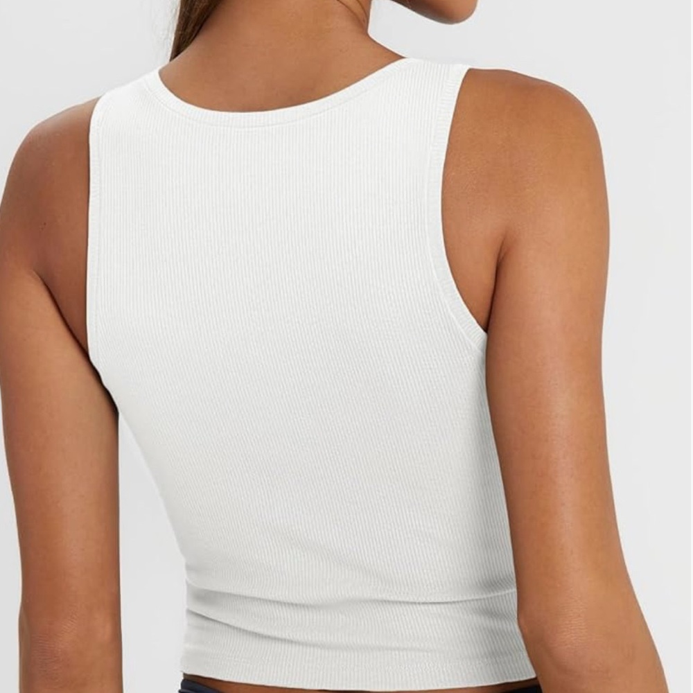 White Ribbed Tank Top - Picture 3 of 7